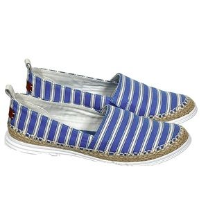 Blue Striped Espadrille Flats